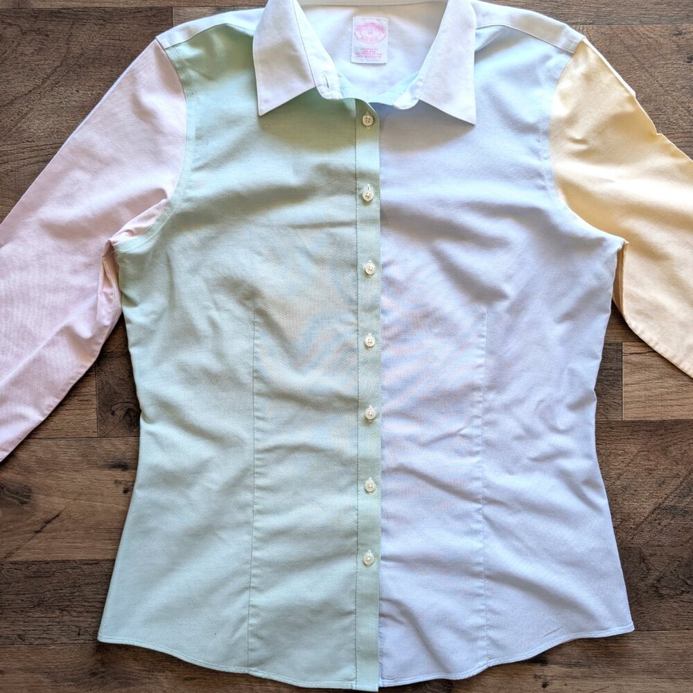 Brooks Brothers Size 10 Womens Button Shirt  Colorblock Pastels